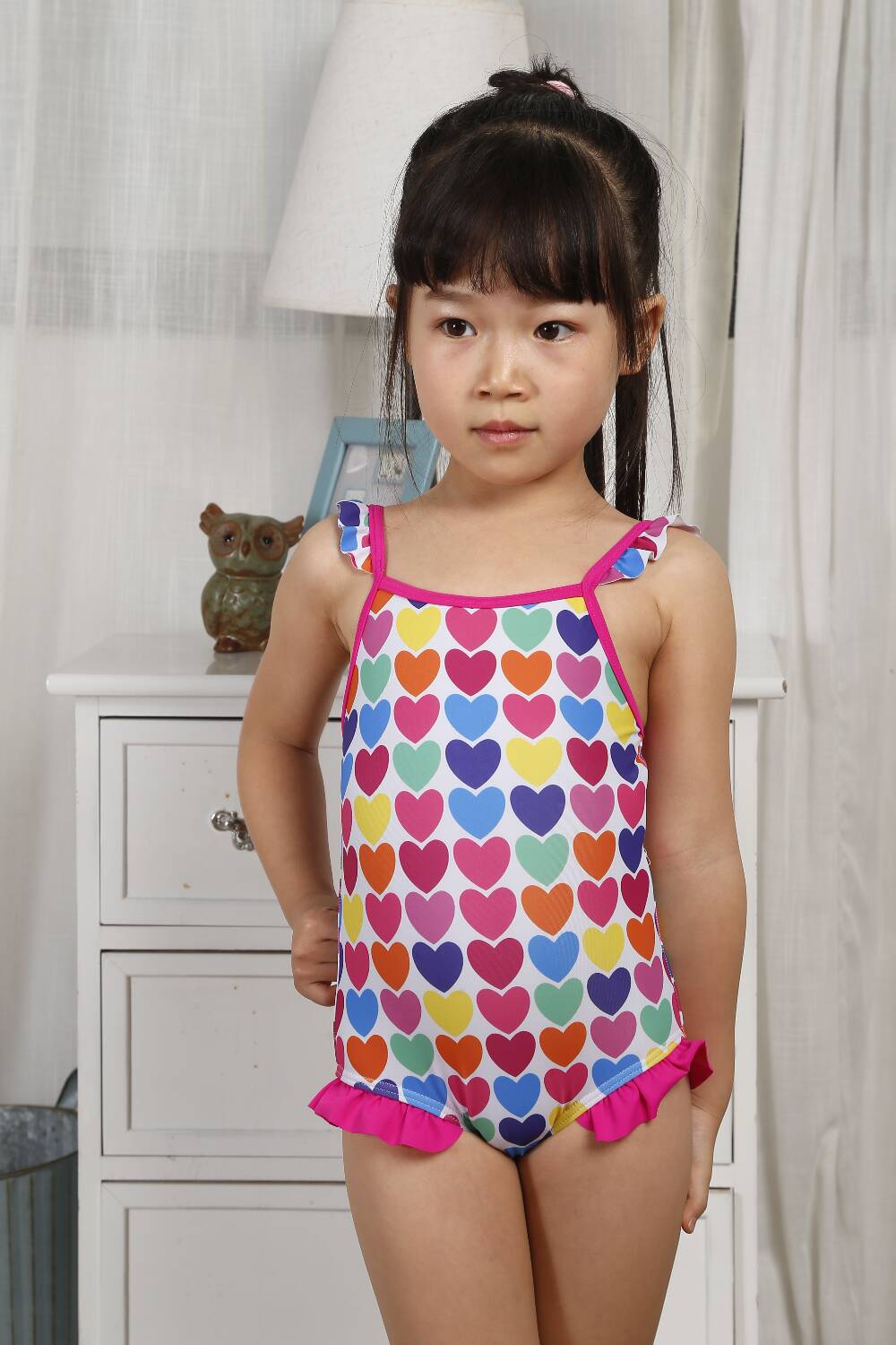 Heart allover printing girl swimsuit